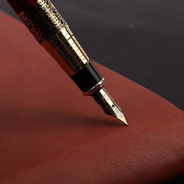 2-Pack: Wood Grain Classical Fountain Pen Ballpoint Pen