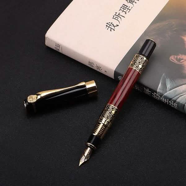 2-Pack: Wood Grain Classical Fountain Pen Ballpoint Pen