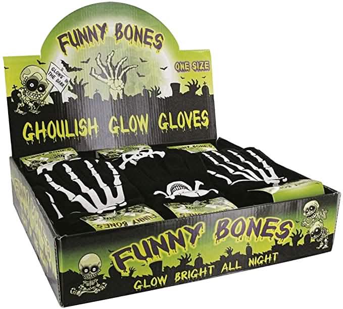 2-Pair: Funny Bones Glow In The Dark Gloves