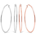 2-Pairs: Stainless Steel 50mm Hoop Earring Set