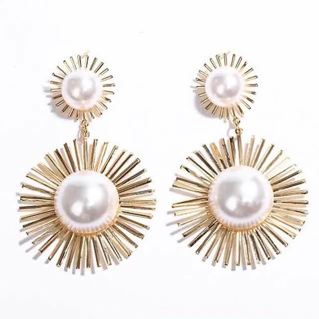 2-Pairs: Women's Imitation Pearl Alloy Earrings