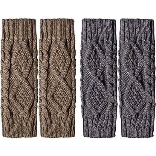 2-Pairs: Women's Winter Warm Knit Fingerless Gloves