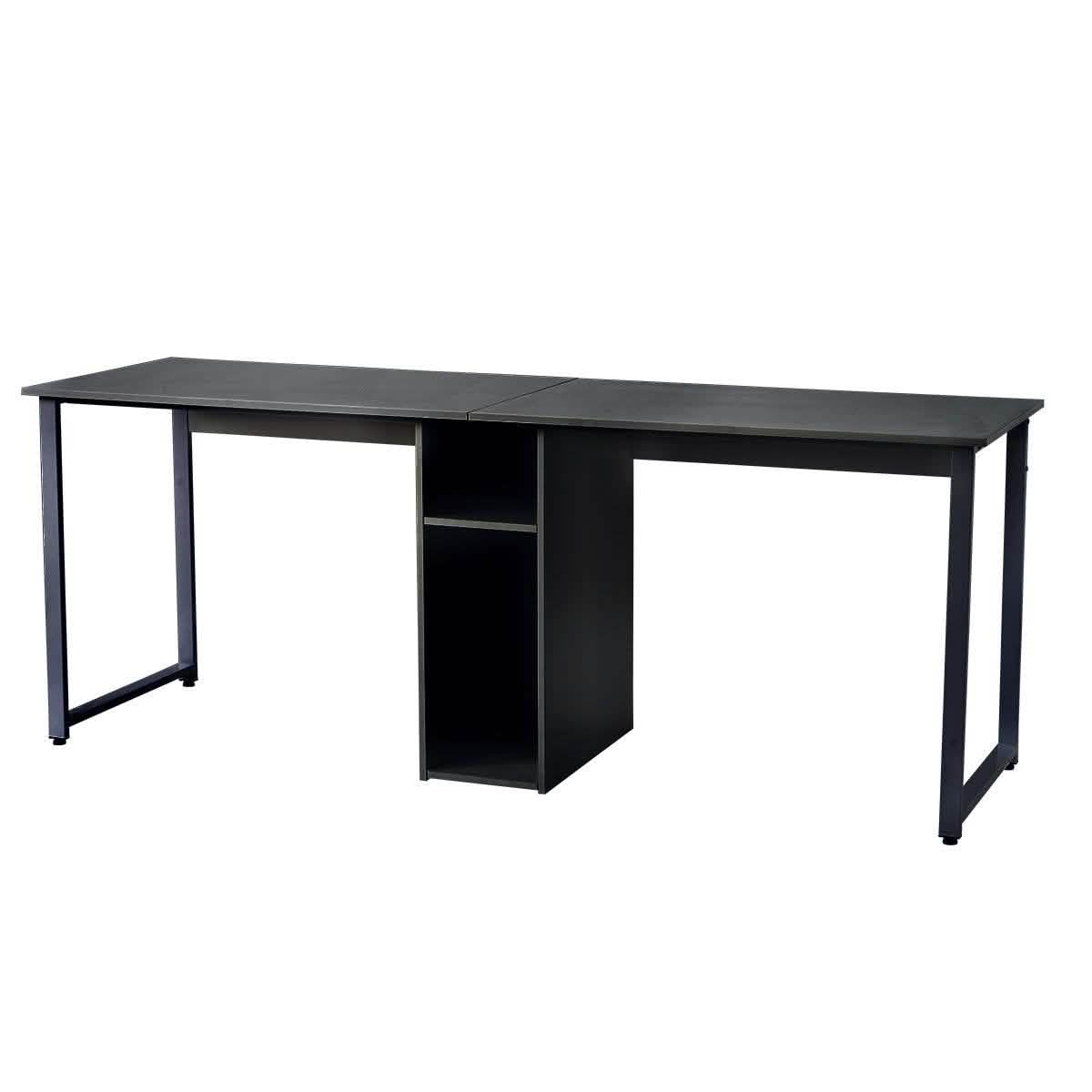 2-Person Metal Desk with Open Shelves