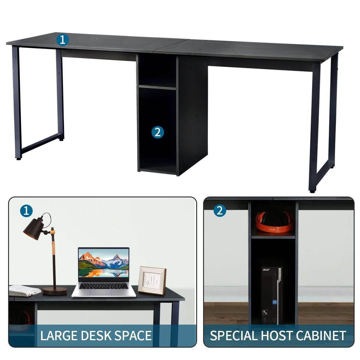 2-Person Metal Desk with Open Shelves