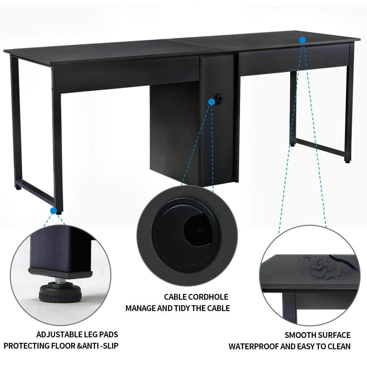 2-Person Metal Desk with Open Shelves