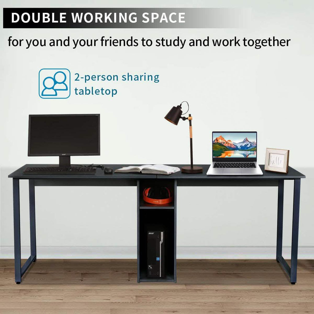 2-Person Metal Desk with Open Shelves