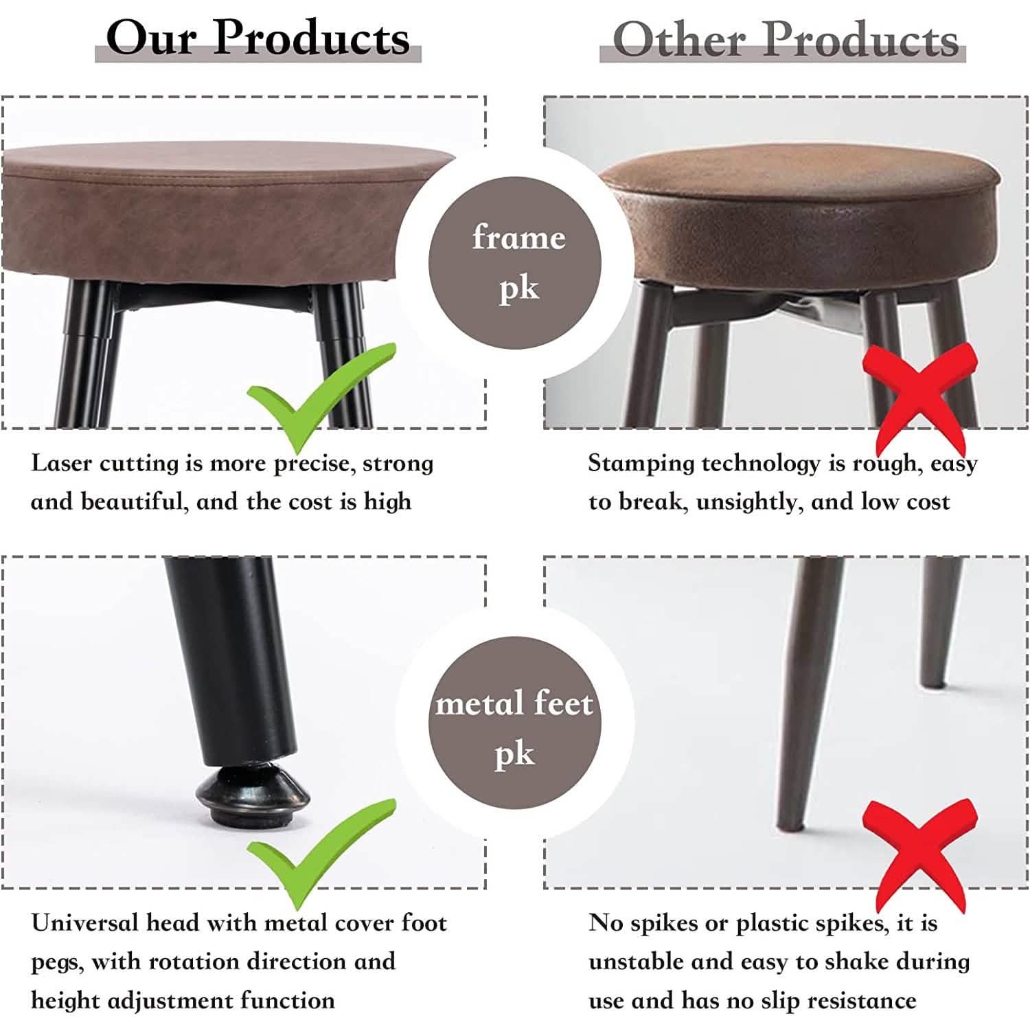 2-Piece: 28'' Metal Bar Stools Set