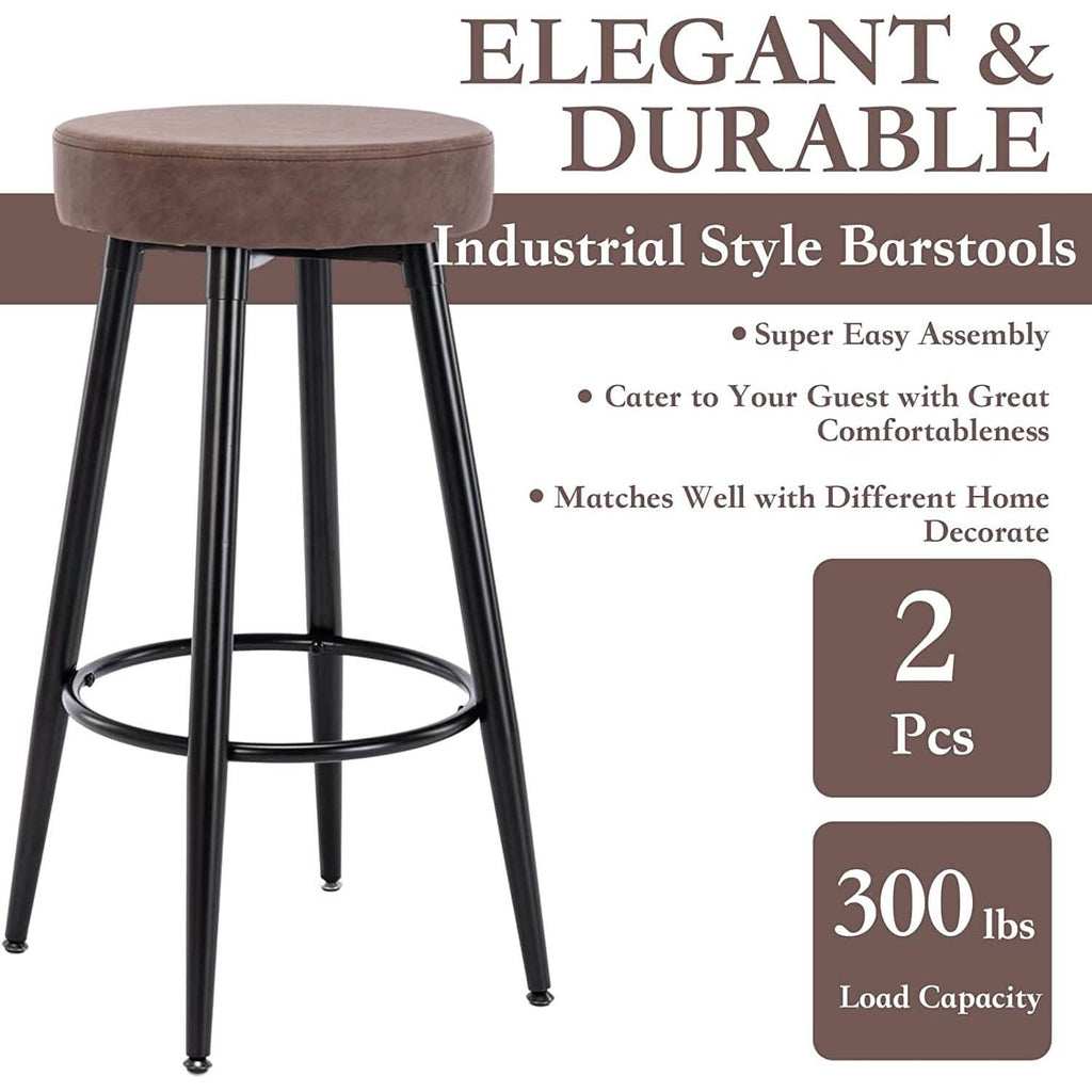 2-Piece: 28'' Metal Bar Stools Set