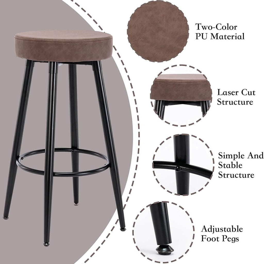 2-Piece: 28'' Metal Bar Stools Set