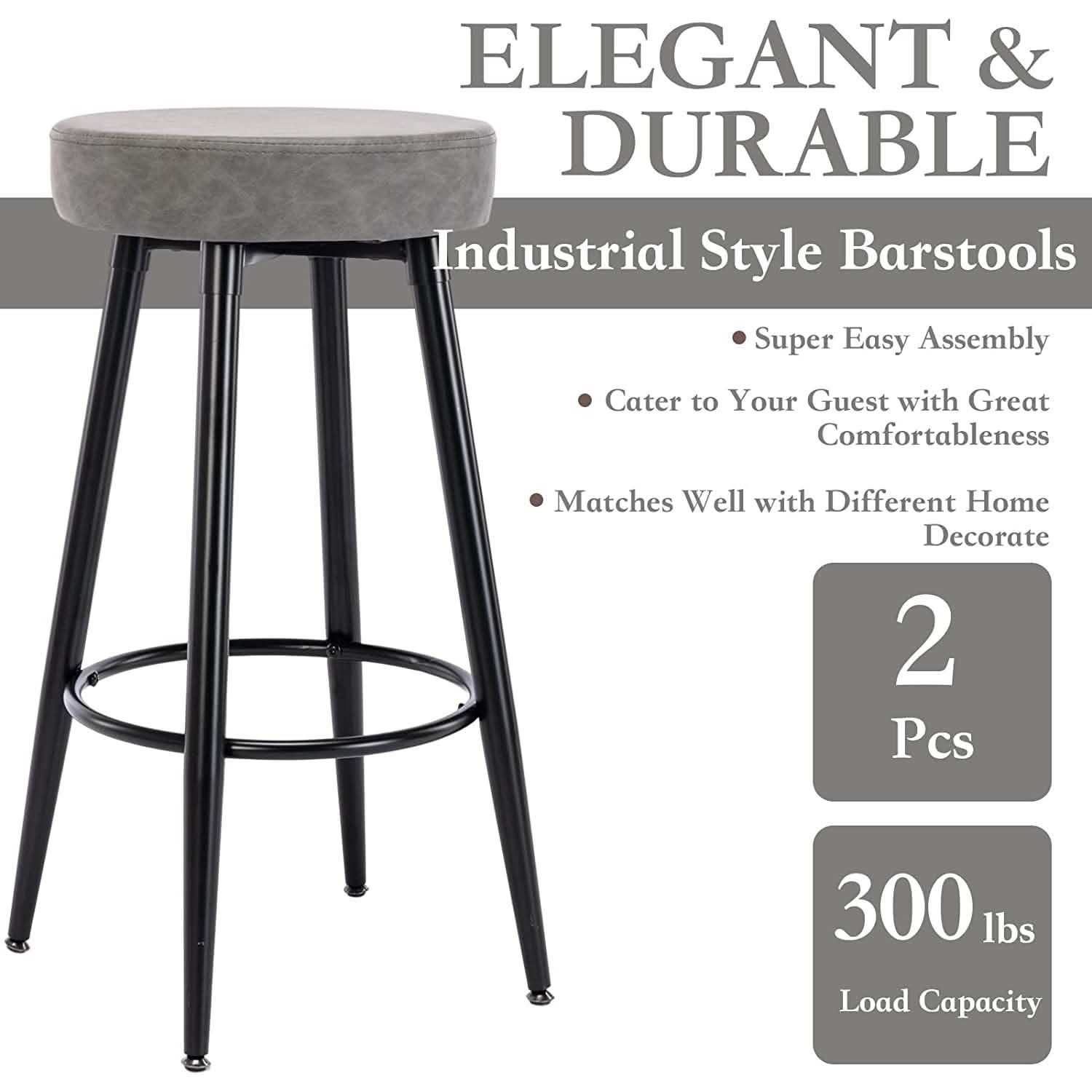 2-Piece: 28'' Metal Bar Stools Set