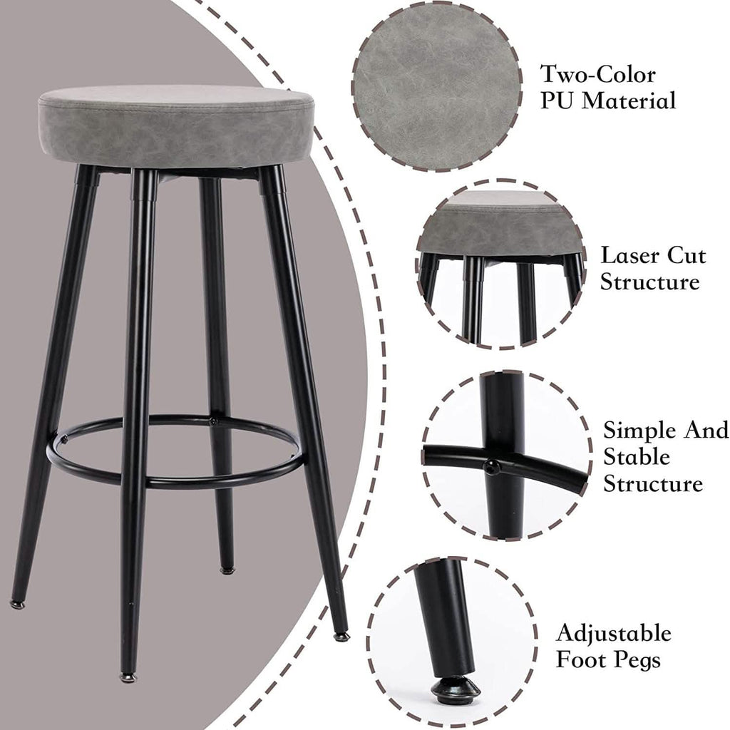 2-Piece: 28'' Metal Bar Stools Set