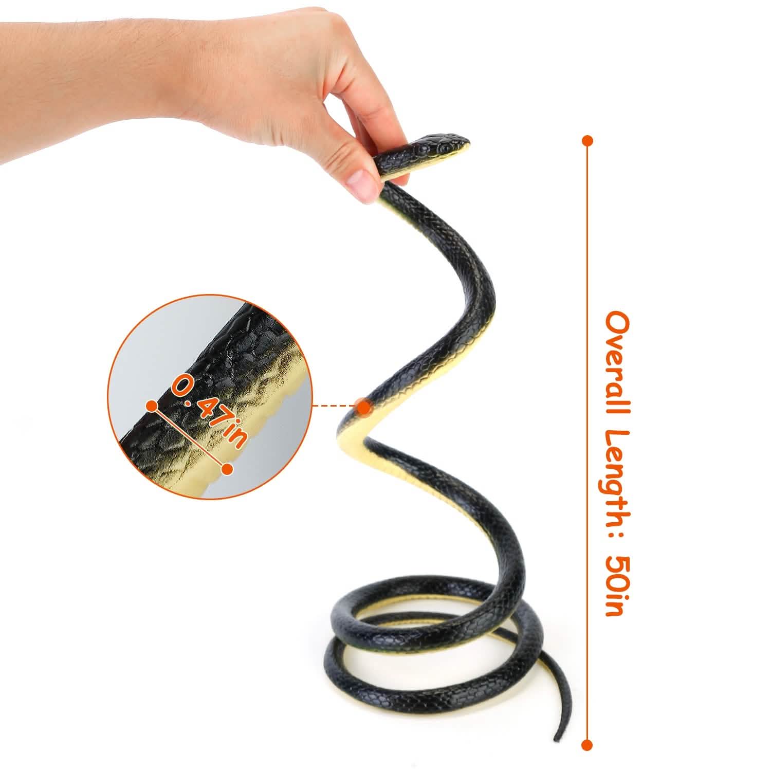 2-Piece: 50" Long Realistic Rubber Snakes