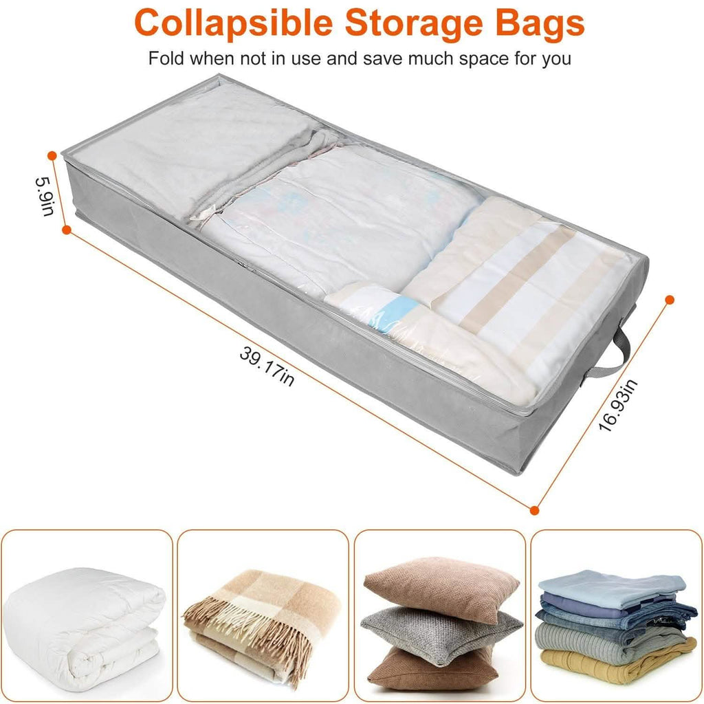2-Piece: 70L Foldable Underbed Clothes Moisture Proof Zipped Organizer