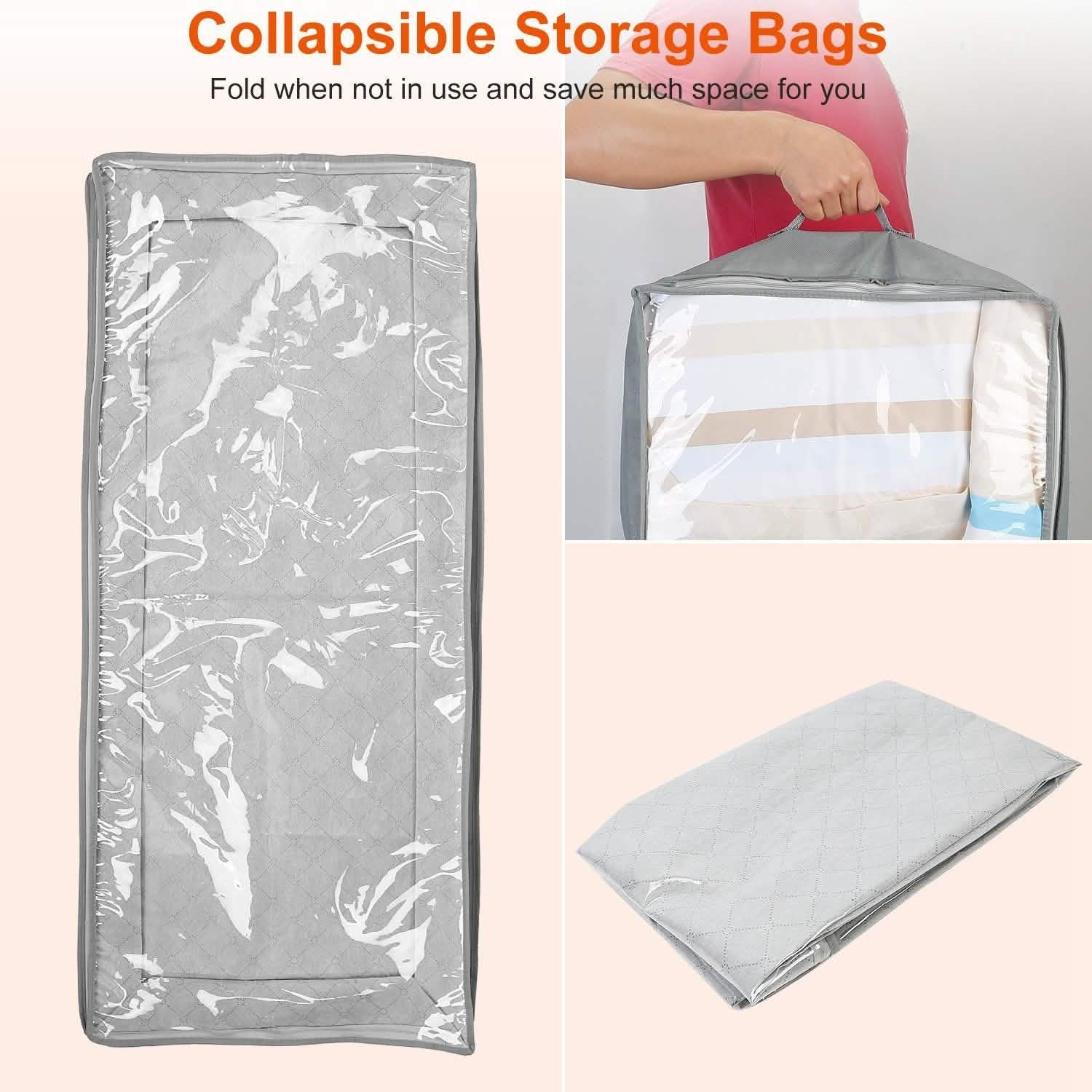 2-Piece: 70L Foldable Underbed Clothes Moisture Proof Zipped Organizer