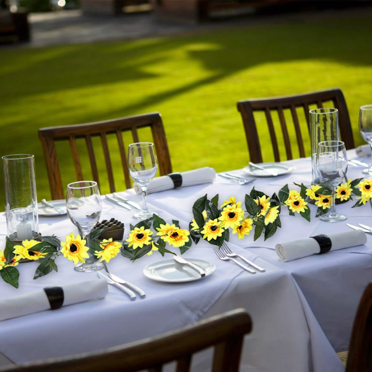2-Piece: 7.2ft Artificial Silk Sunflower Vines