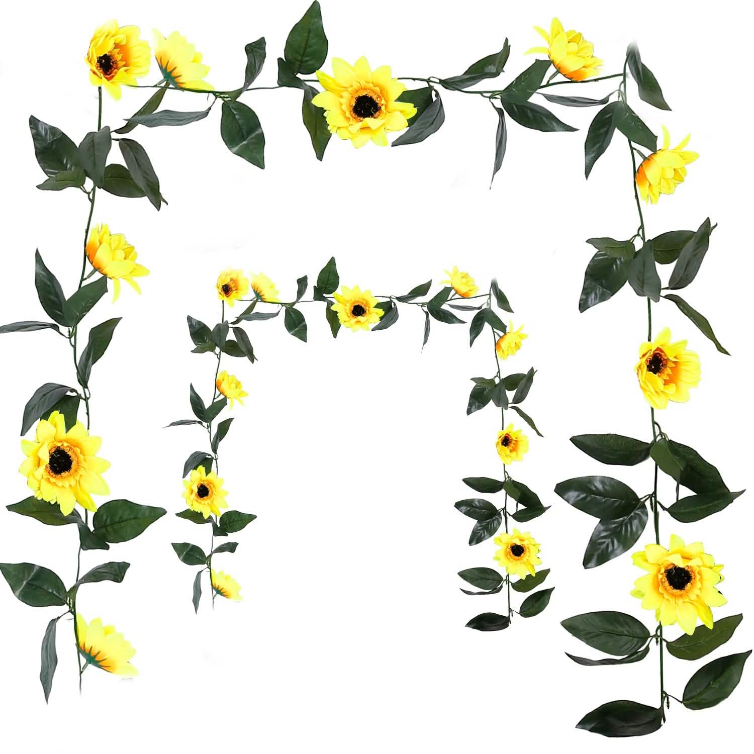 2-Piece: 7.2ft Artificial Silk Sunflower Vines