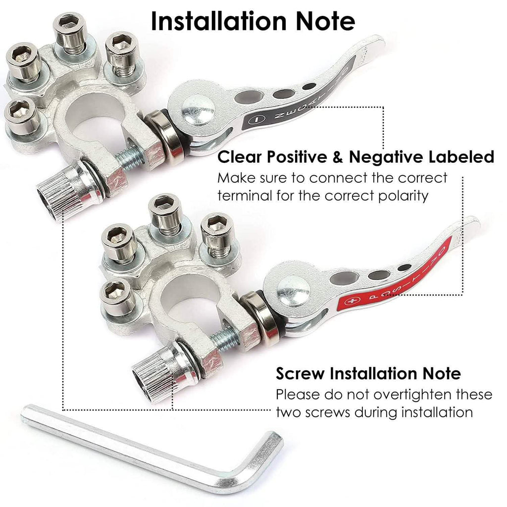 2-Piece: Battery Terminal Connector Quick Release Disconnect Car Battery