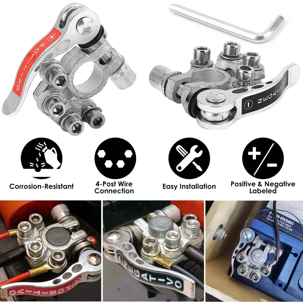 2-Piece: Battery Terminal Connector Quick Release Disconnect Car Battery