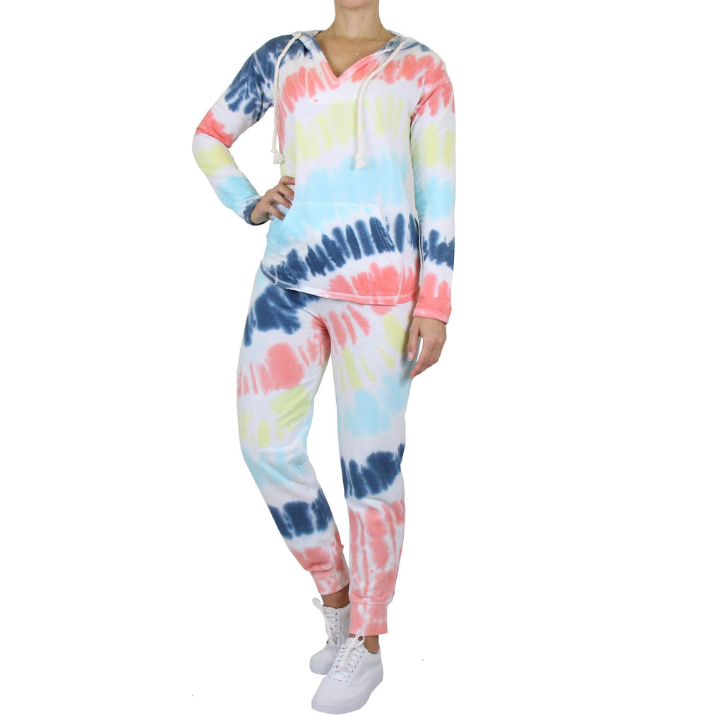 2-Piece Burnout Fleece Hoodie And Jogger Tie-Dye Set