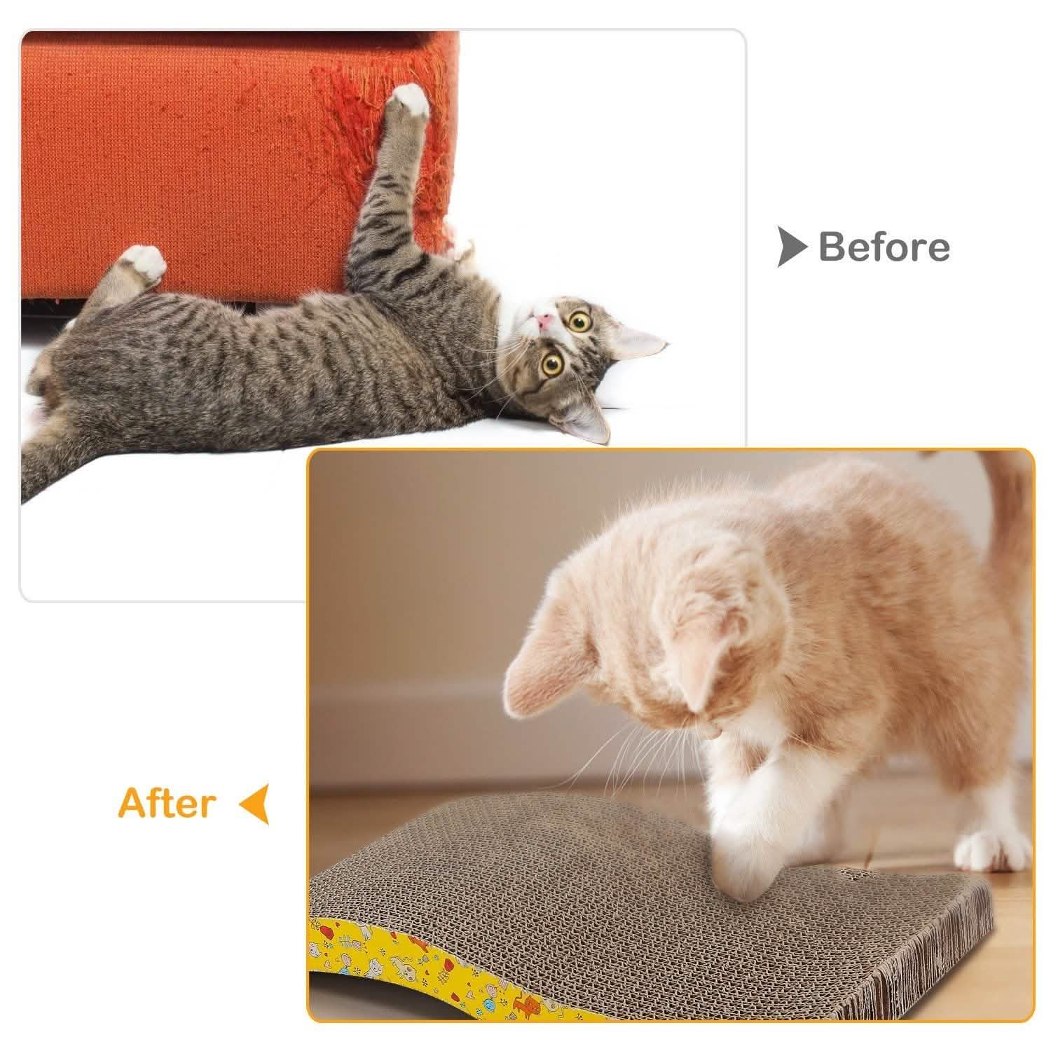 2-Piece: Cardboard S-shaped Curve Cat Scratching Pad