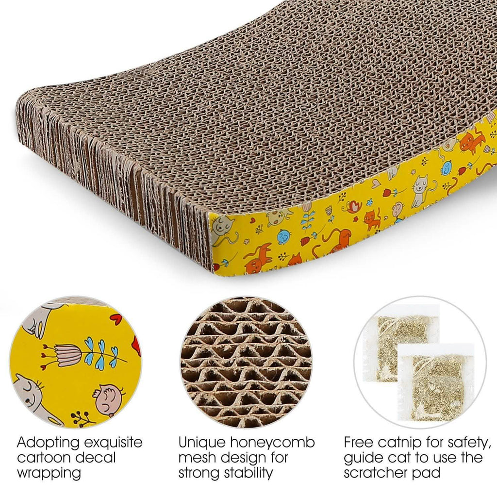 2-Piece: Cardboard S-shaped Curve Cat Scratching Pad