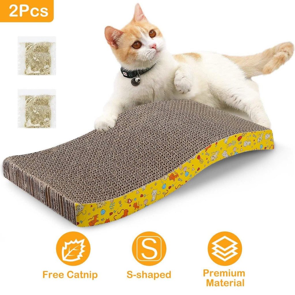 2-Piece: Cardboard S-shaped Curve Cat Scratching Pad