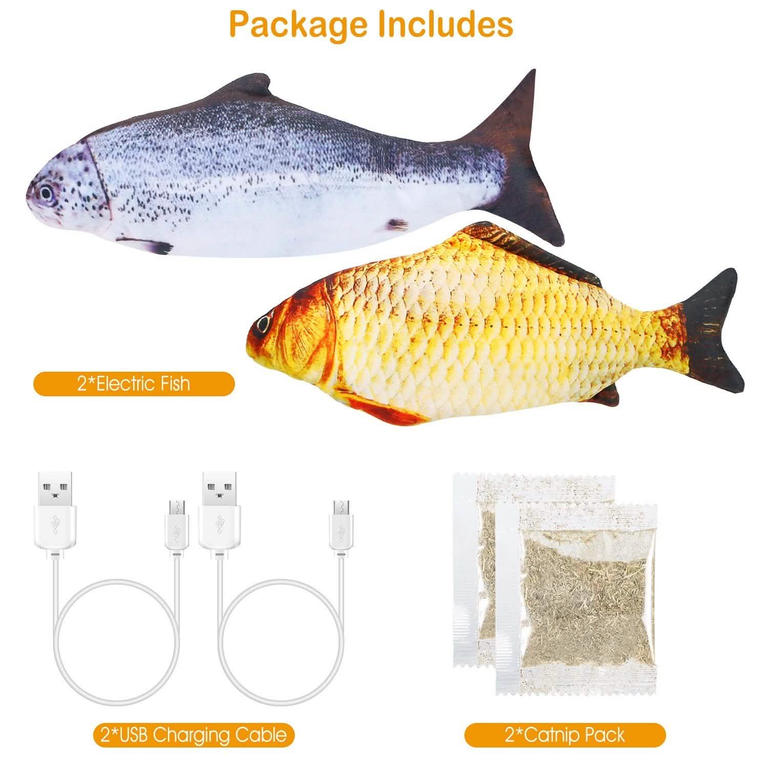 2-Piece: Electric Moving Fish Cat Toy