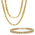 2-Piece: Men's 18k Gold Plated Stainless Steel by Zantine Necklace and Bracelet Set