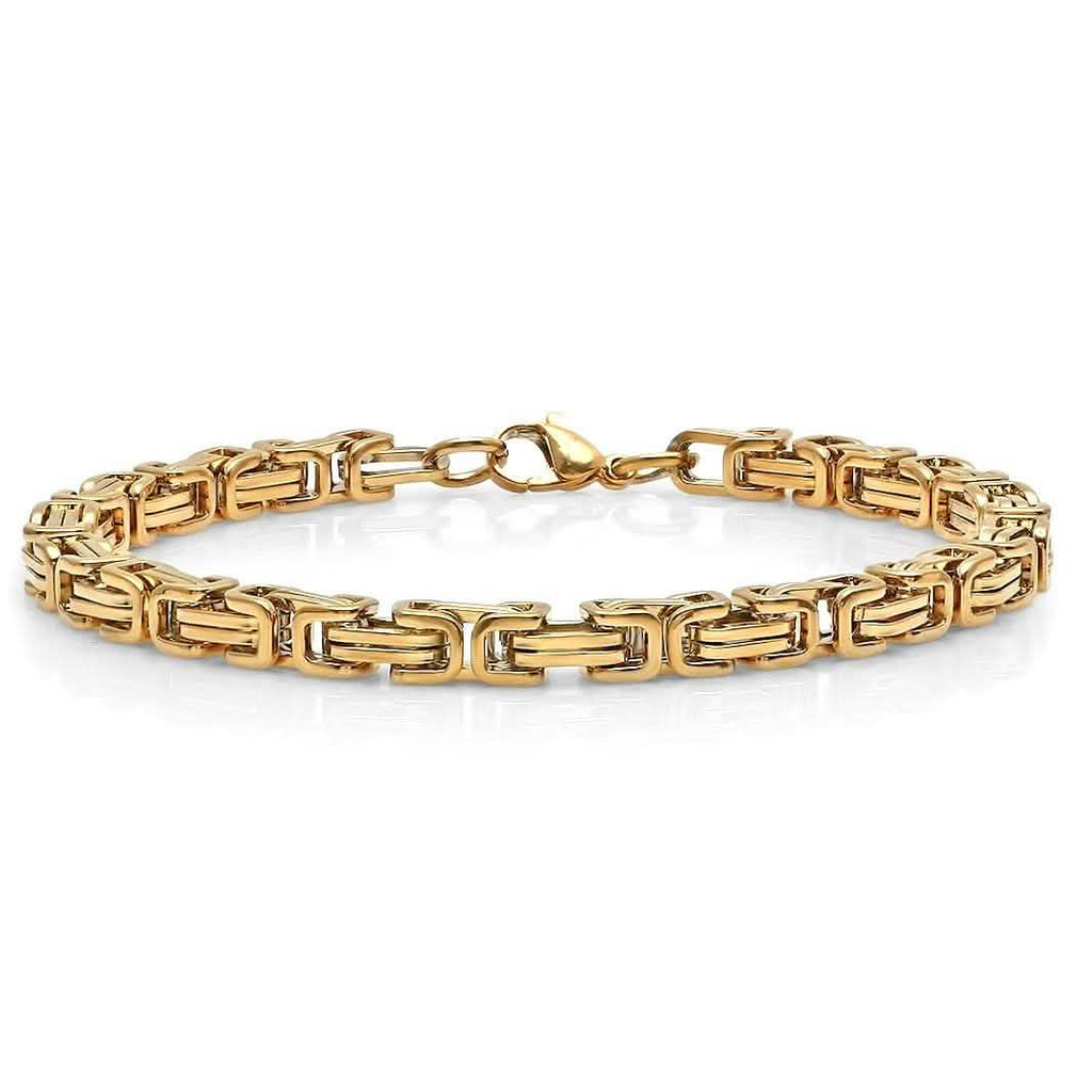 2-Piece: Men's 18k Gold Plated Stainless Steel by Zantine Necklace and Bracelet Set