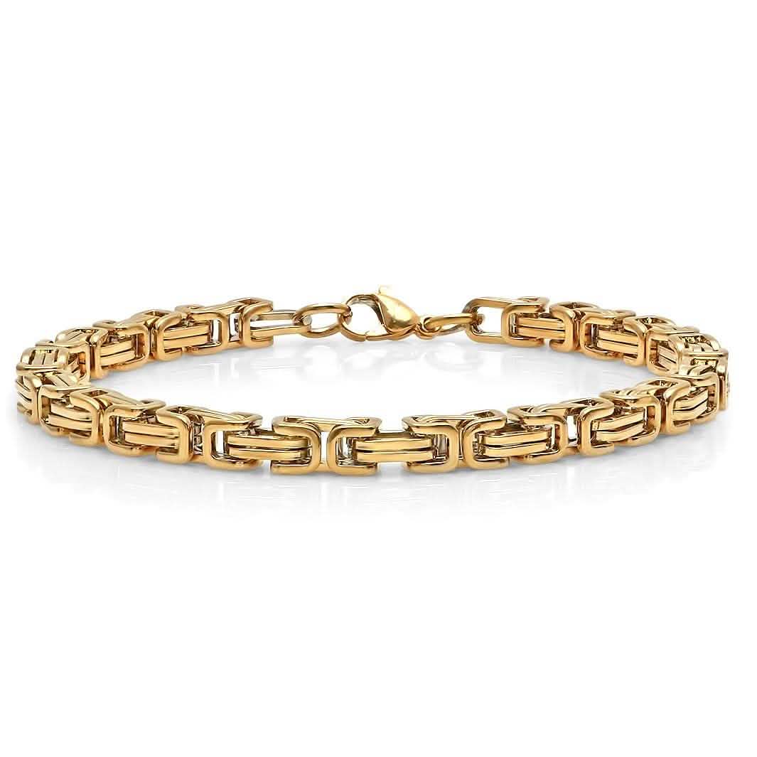 2-Piece: Men's 18k Gold Plated Stainless Steel by Zantine Necklace and Bracelet Set