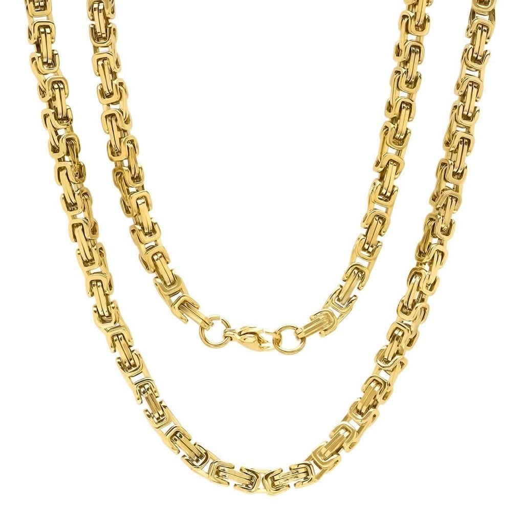 2-Piece: Men's 18k Gold Plated Stainless Steel by Zantine Necklace and Bracelet Set