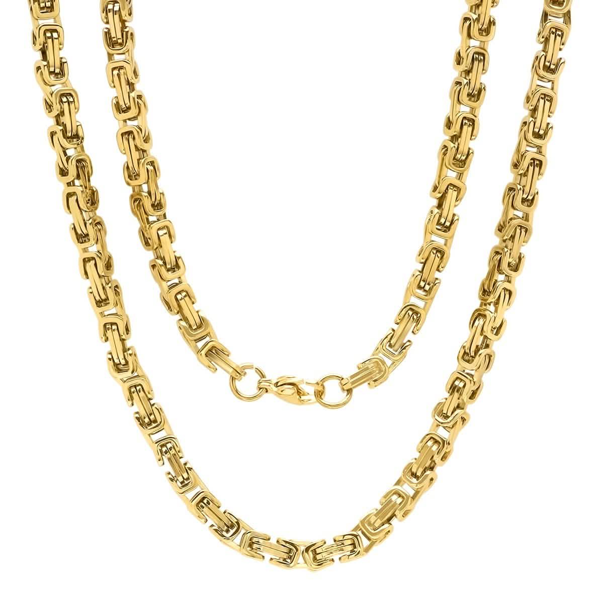 2-Piece: Men's 18k Gold Plated Stainless Steel by Zantine Necklace and Bracelet Set