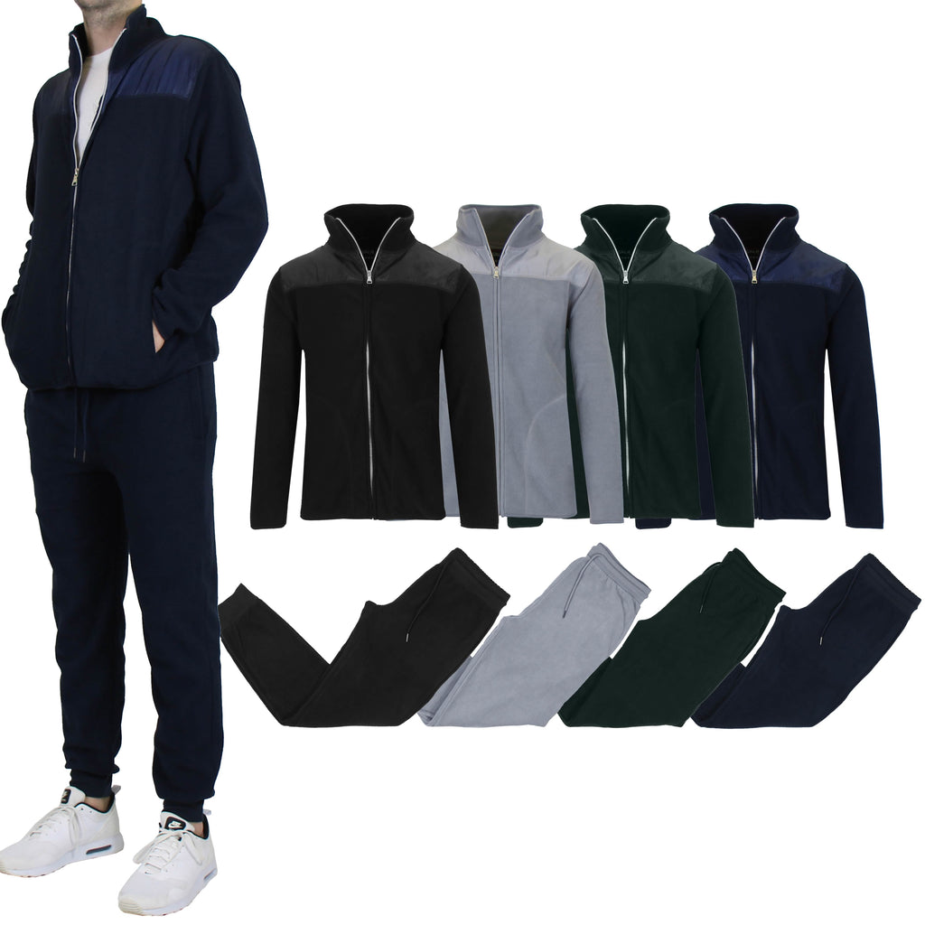 2-Piece: Men's Polar Fleece Sweater Jacket & Jogger Sweatpants Set