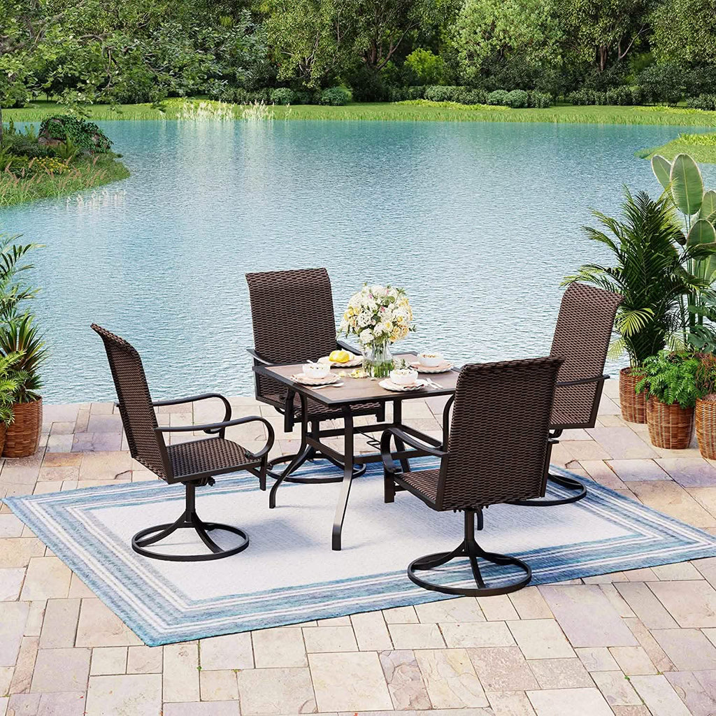 2-Piece: Outdoor Swivel Rattan Dining Chair Set