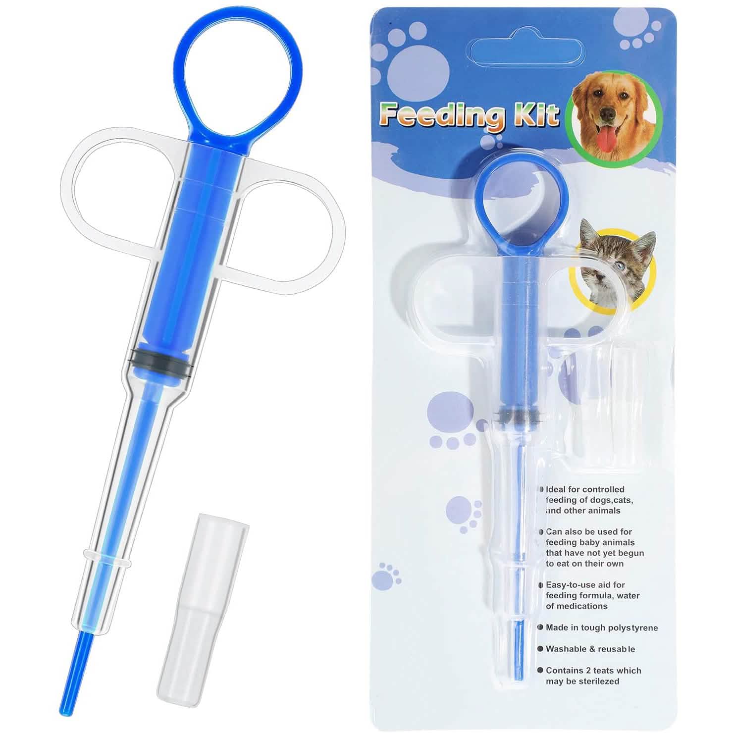 2-Piece: Pet Tablet Syringe Pusher