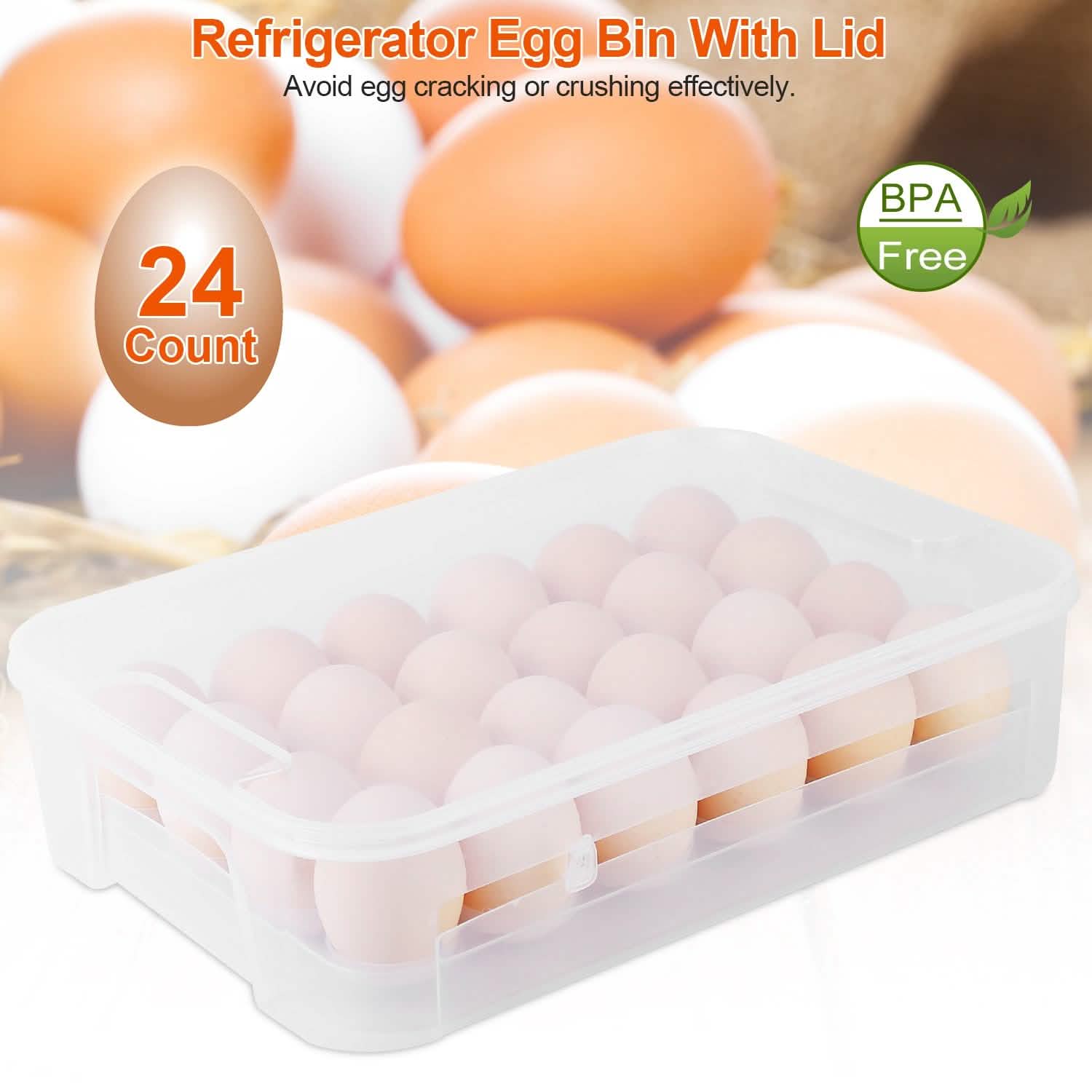 2-Piece: Plastic Egg Holder Stackable Egg Storage Box