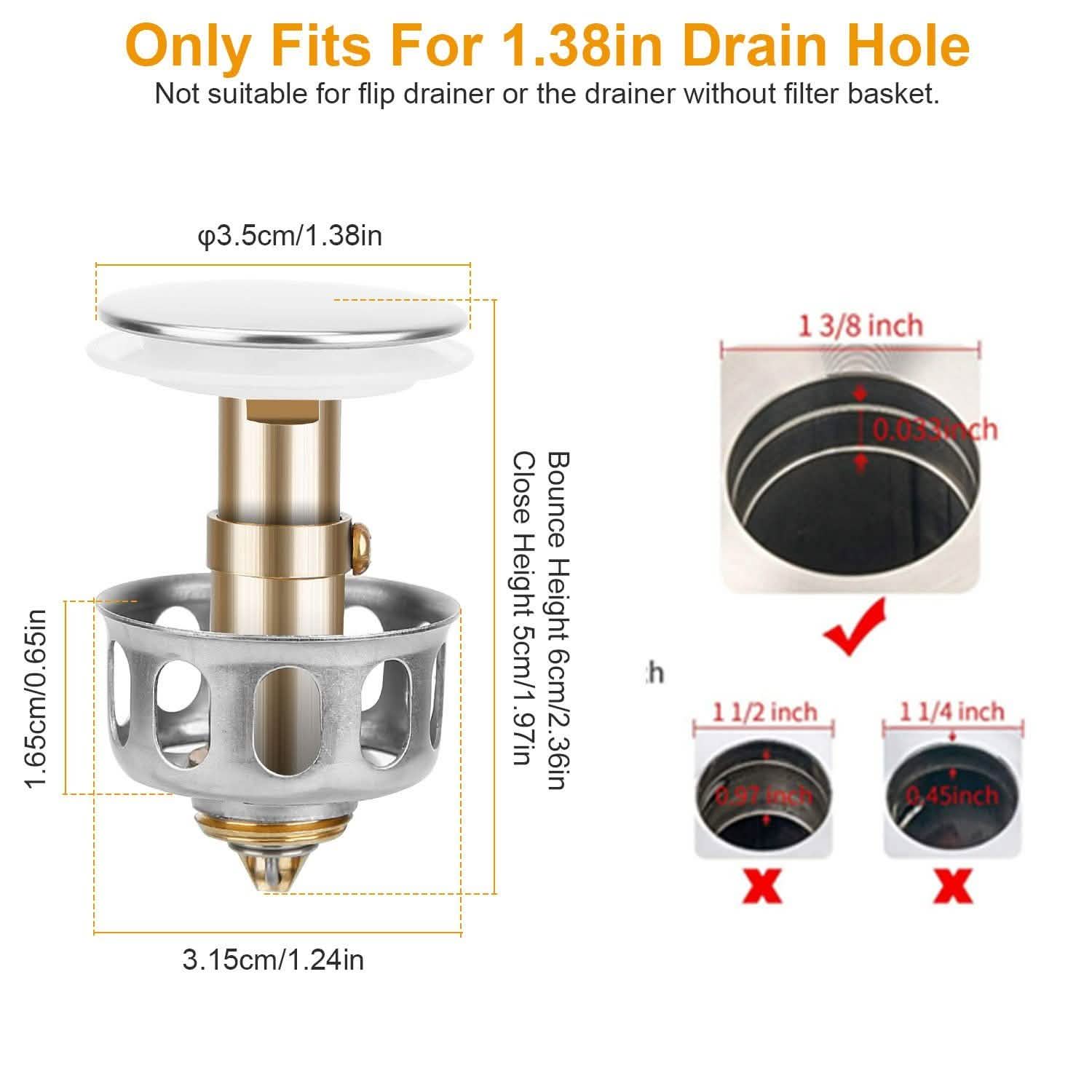 2-Piece: Pop Up Sink Drain Plugs
