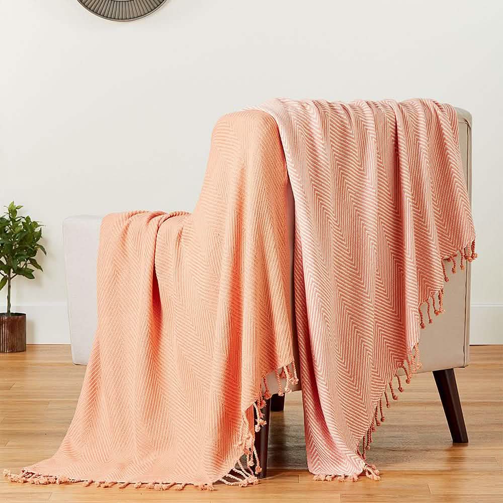 2-Piece Set: 100% Cotton Hand Twisted Throw Blanket 50" X 60"