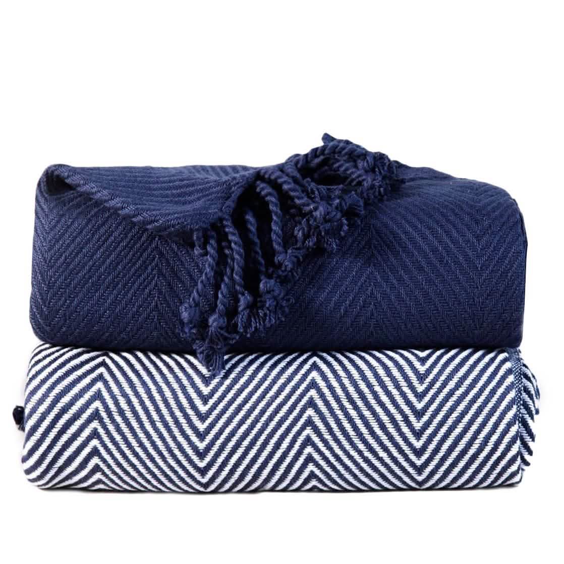 2-Piece Set: 100% Cotton Hand Twisted Throw Blanket 50" X 60"