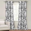 2-Piece Set: Floral Leaves Blackout Grommet Window Curtain Pair Panel