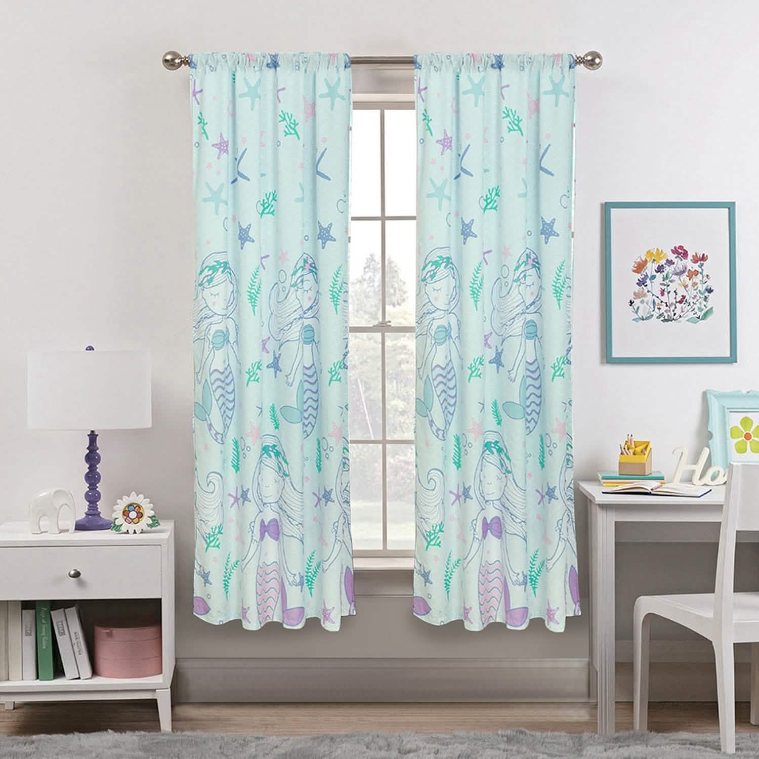 2-Piece Set: Kidz Mix Mystical Mermaid Window Panel Pair