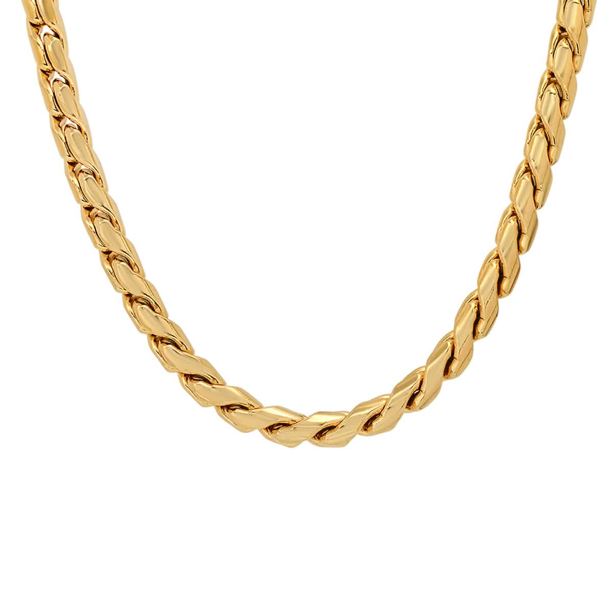 2-Piece Set: Men's 18k Gold Plated Stainless Steel Round Twisted Fancy Link Necklace & Bracelet