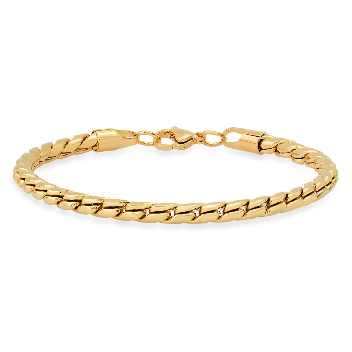 2-Piece Set: Men's 18k Gold Plated Stainless Steel Round Twisted Fancy Link Necklace & Bracelet