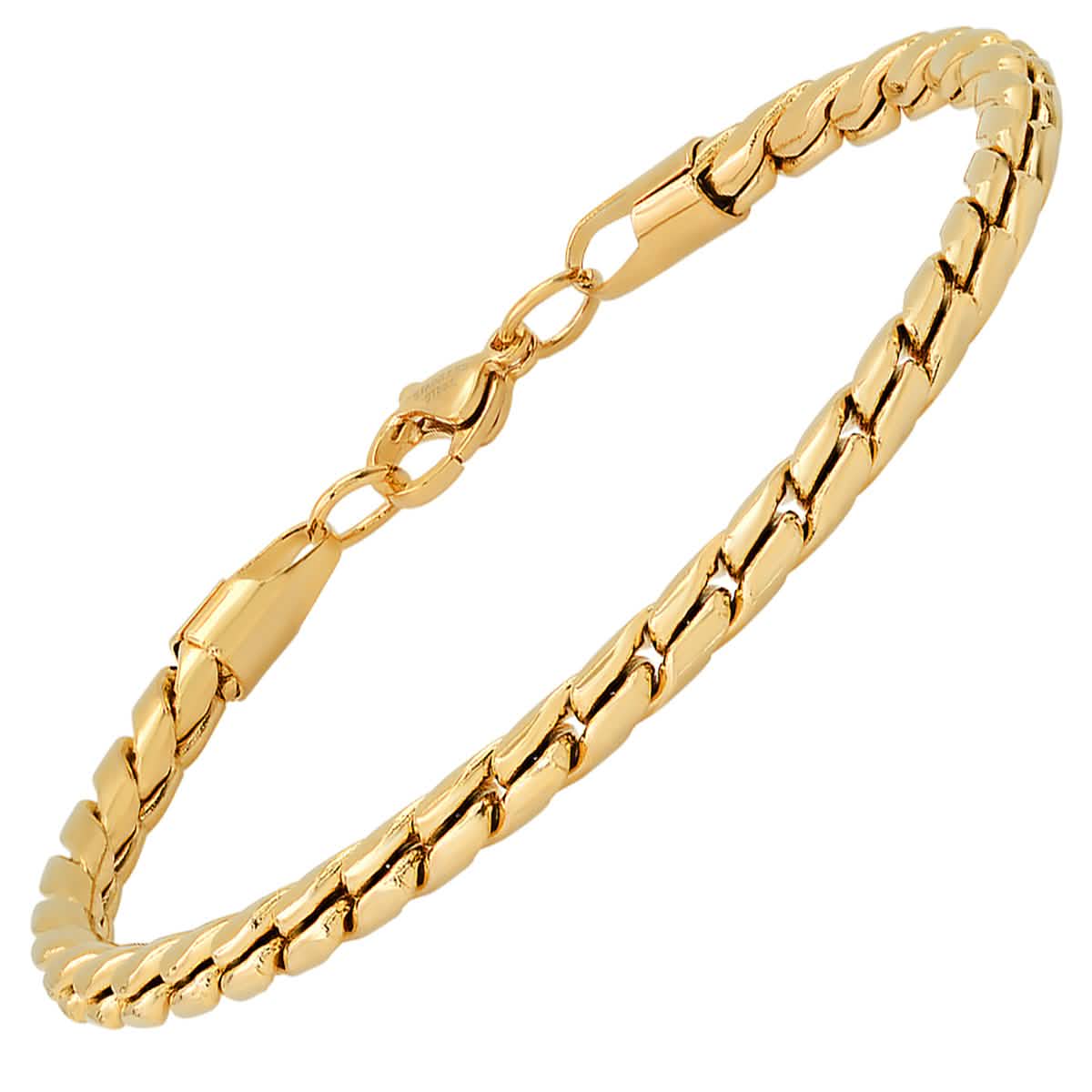 2-Piece Set: Men's 18k Gold Plated Stainless Steel Round Twisted Fancy Link Necklace & Bracelet
