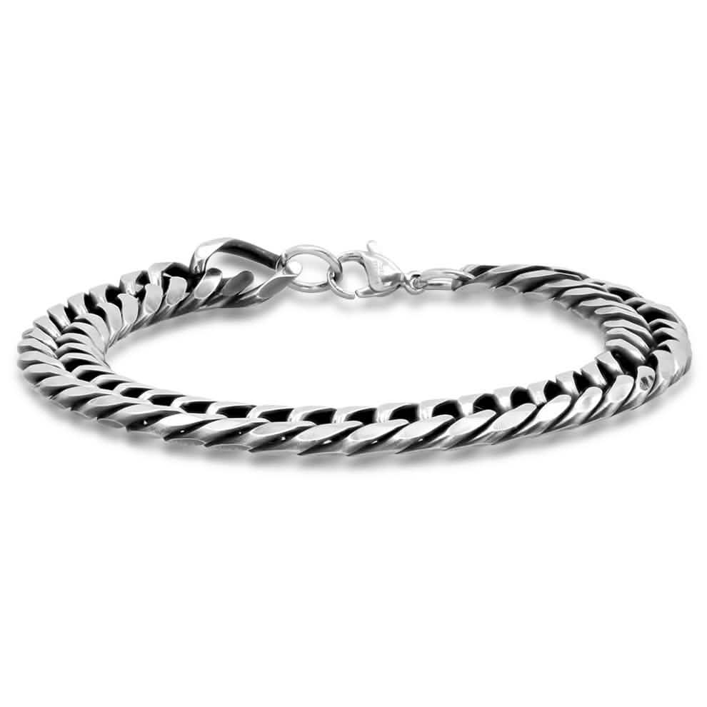 2-Piece Set: Men's Stainless Steel Cuban Link Chain Bracelet and Necklace