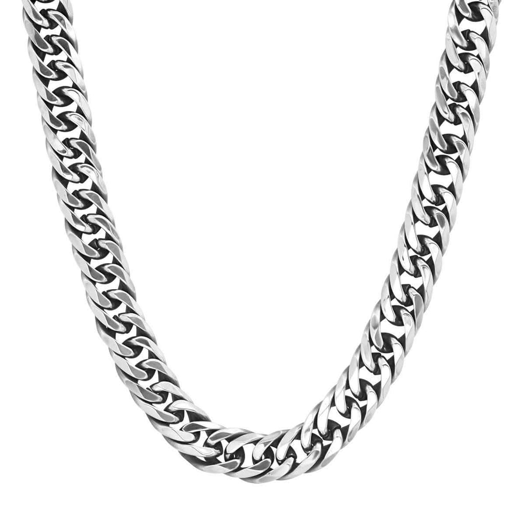 2-Piece Set: Men's Stainless Steel Cuban Link Chain Bracelet and Necklace