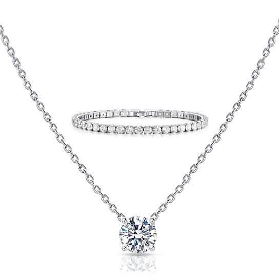 2-Piece Set: Round Cut Pendant with Round Cut Tennis Bracelet