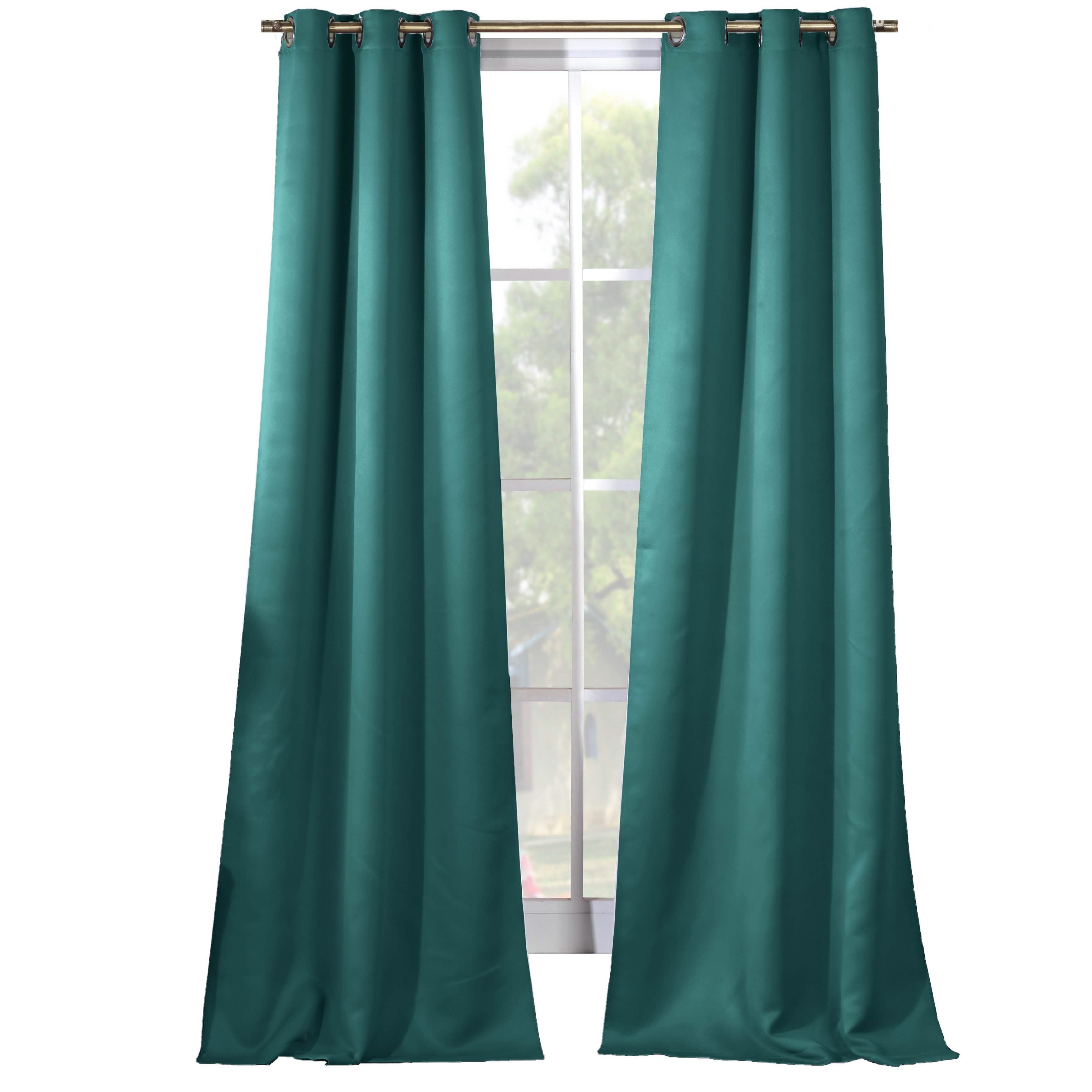 2-Piece Set: Solid Blackout Thermal Grommet Window Curtain Pair Panel