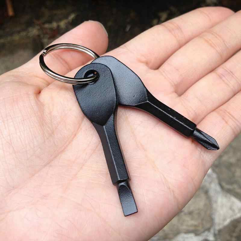2-Piece Set: Stainless Keychain Pocket Tool Screwdriver Set