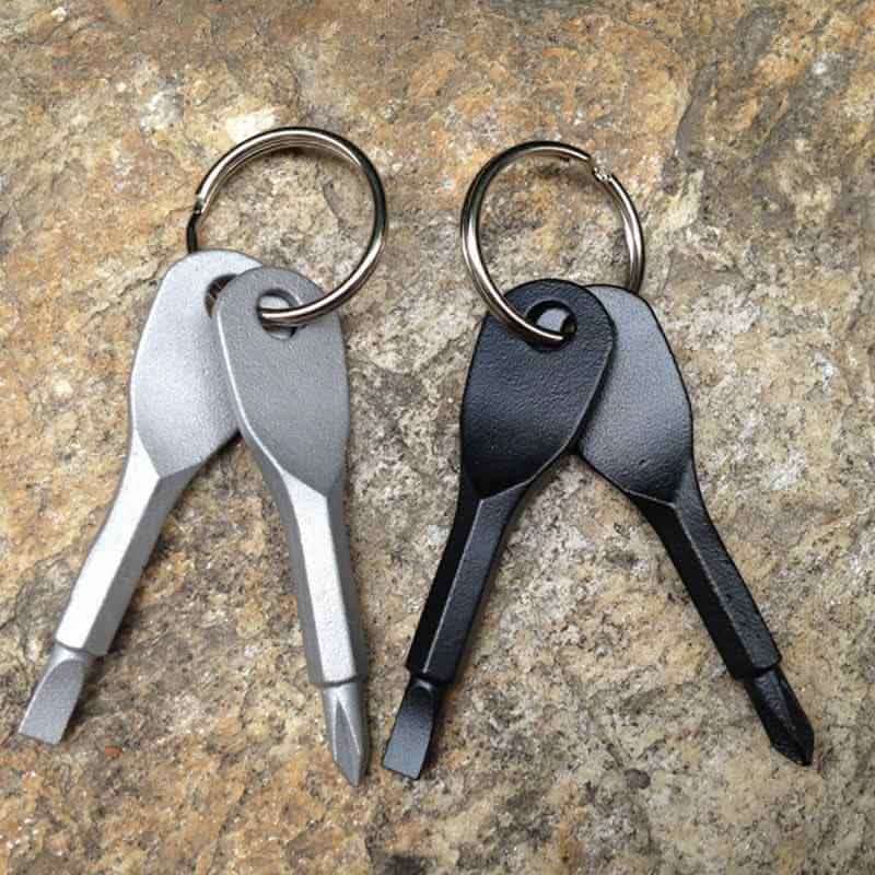 2-Piece Set: Stainless Keychain Pocket Tool Screwdriver Set